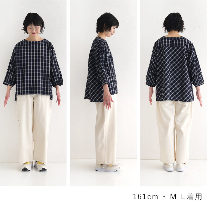 プルオーバー レディース 長袖 ブラウス シャツ 綿 チェック ゆったり 大きいサイズ 25SS0418, | earth_eco_loco | 20