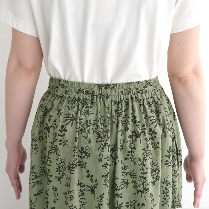 スカート ロング レディース 夏用 麻混コットン リーフ柄 涼しい 綿 25SS0523, | earth_eco_loco | 12