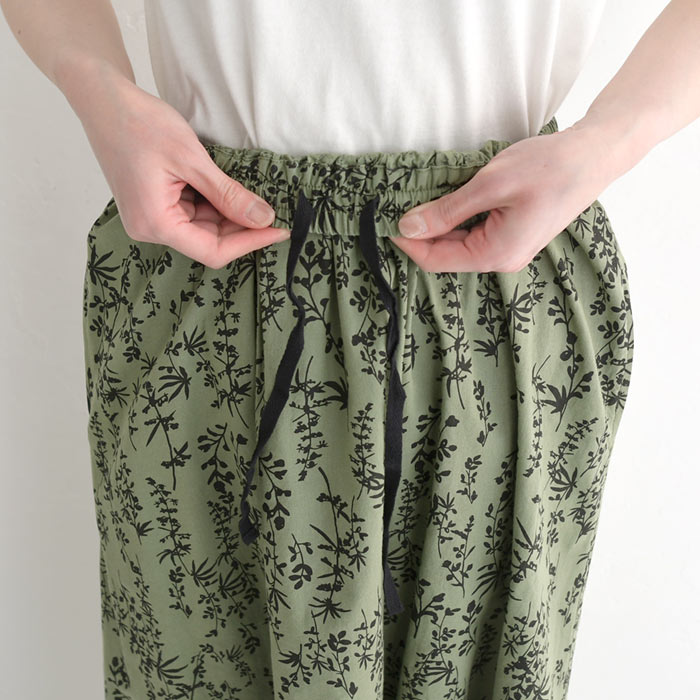 スカート ロング レディース 夏用 麻混コットン リーフ柄 涼しい 綿 25SS0523, | earth_eco_loco | 15