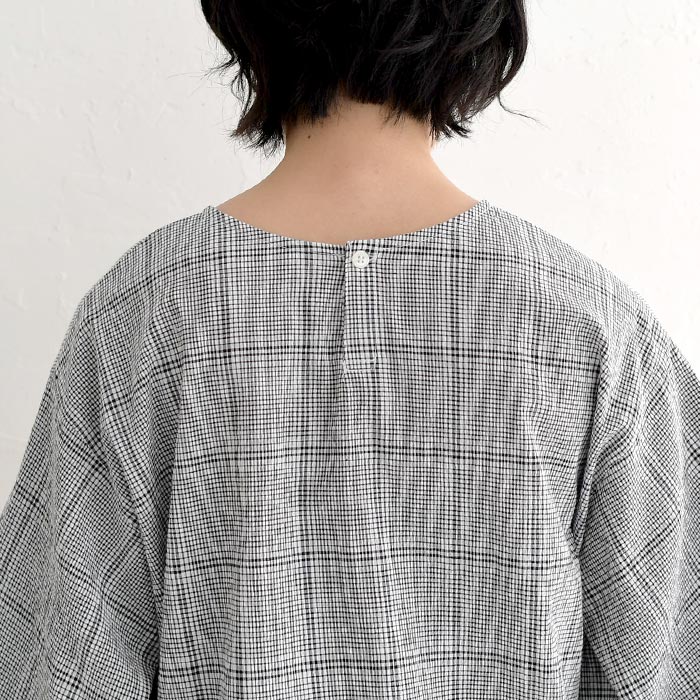 メール便送料無料 ブラウス 六分袖 レディース 肘が隠れる ぽわん袖 シャツ チェック 綿100％ 25SS0523, | earth_eco_loco | 16