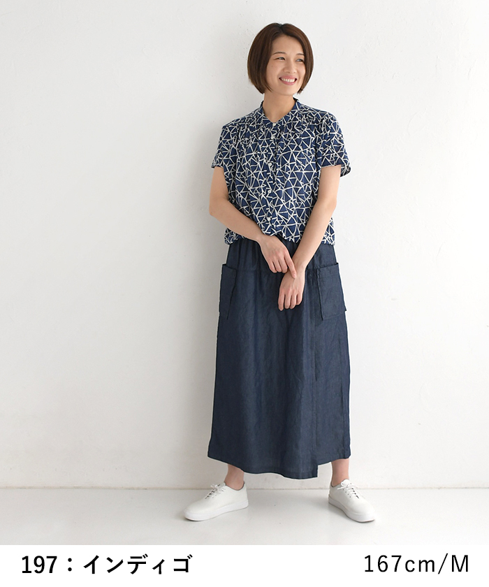 ラップパンツ レディース 巻きパンツ ライトオンスデニム 軽い 涼しい 綿100％ 25SS0523, | earth_eco_loco | 10