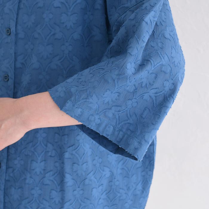 前開きブラウス シャツ レディース 七分袖 羽織り ドビーコットン ボタニカル柄 綿100％ 大きいサイズ 25SS0604, | earth_eco_loco | 18