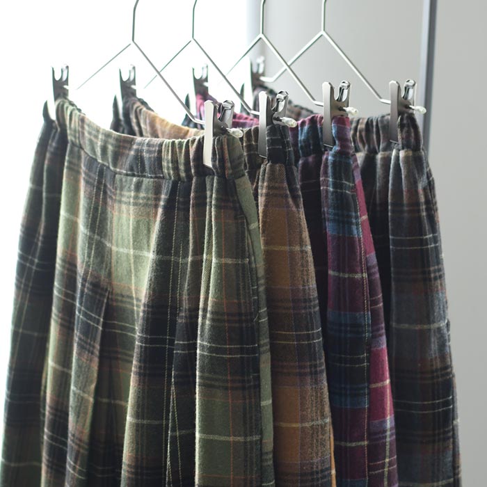 チェック柄スカート ロング 秋柄 レディース ボックスタック コットン 綿100％ 25AW0829, | earth_eco_loco | 16
