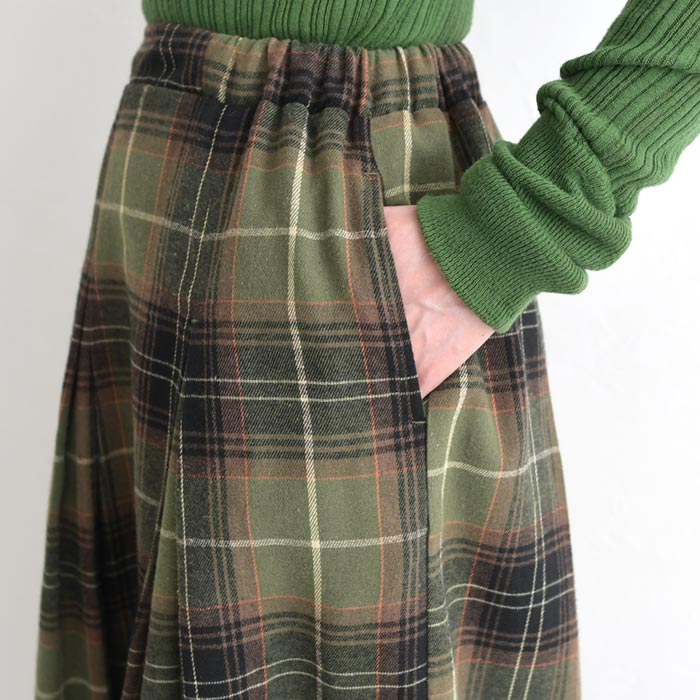 チェック柄スカート ロング 秋柄 レディース ボックスタック コットン 綿100％ 25AW0829, | earth_eco_loco | 20