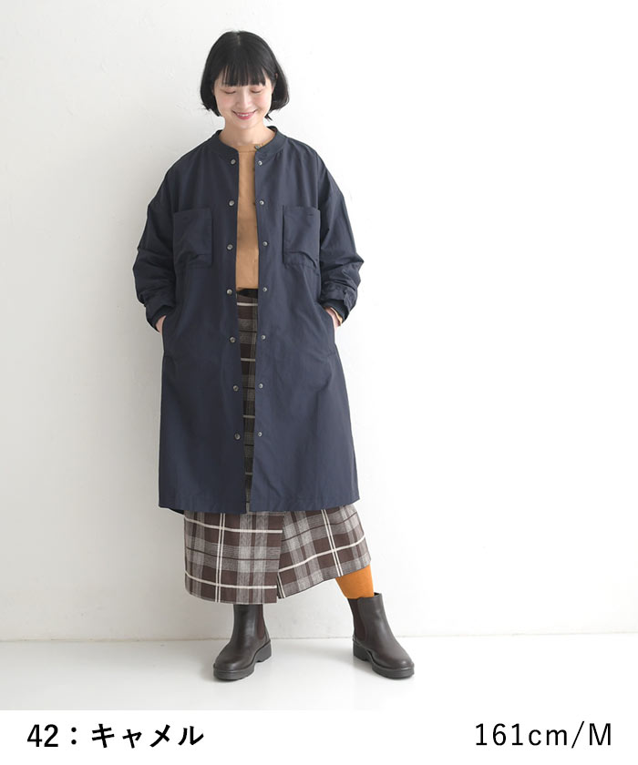 ブラウス 長袖 レディース ストレッチコットン ノーカラー ワイド ゆったり 綿 25AW0904, | earth_eco_loco | 12