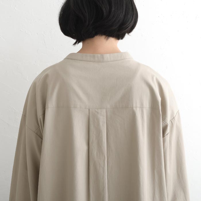 ブラウス 長袖 レディース ストレッチコットン ノーカラー ワイド ゆったり 綿 25AW0904, | earth_eco_loco | 17