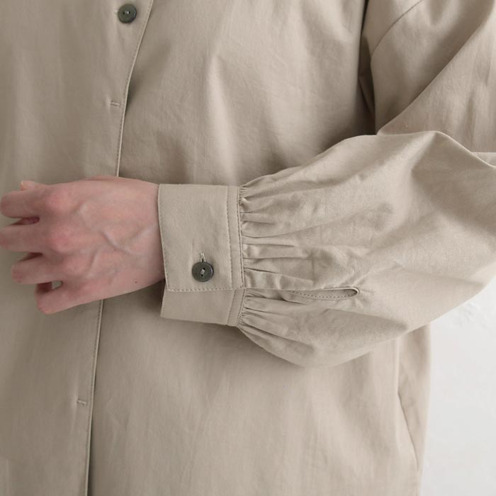 ブラウス 長袖 レディース ストレッチコットン ノーカラー ワイド ゆったり 綿 25AW0904, | earth_eco_loco | 19