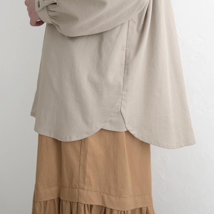 ブラウス 長袖 レディース ストレッチコットン ノーカラー ワイド ゆったり 綿 25AW0904, | earth_eco_loco | 20