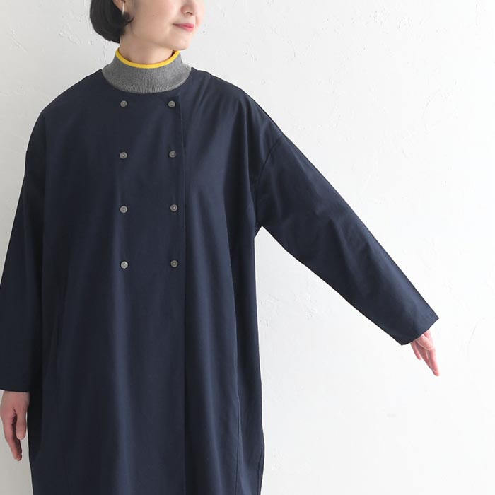 50％OFF セール！ 返品交換不可 ワンピース 長袖 レディース ロング ストレッチコットン ダブルボタン 綿 25AW0904, q0109, q5, | earth_eco_loco | 19