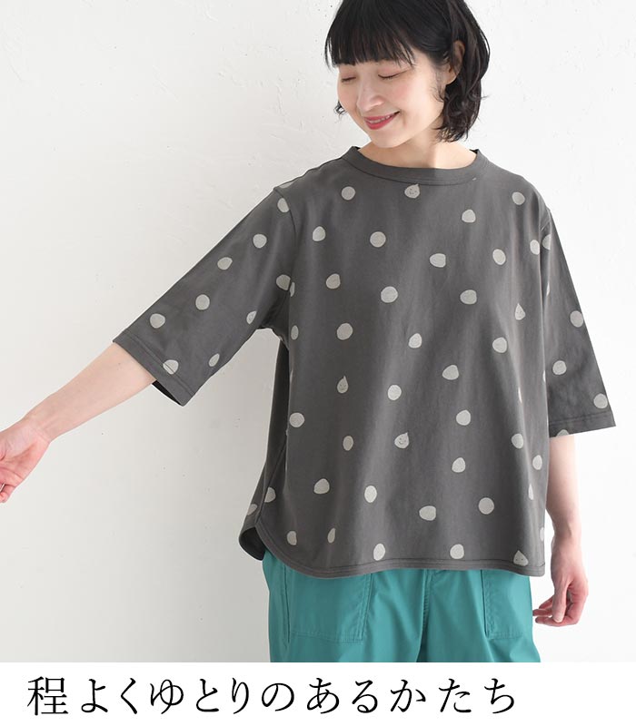 1,111円OFFクーポンあり メール便送料無料 Tシャツ 五分袖 レディース ドット ビリケンさん 綿100％ 25SS0704, | earth_eco_loco | 10