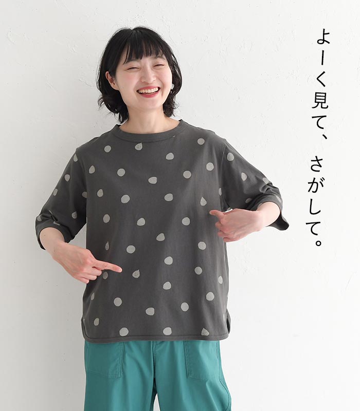 1,111円OFFクーポンあり メール便送料無料 Tシャツ 五分袖 レディース ドット ビリケンさん 綿100％ 25SS0704, | earth_eco_loco | 05
