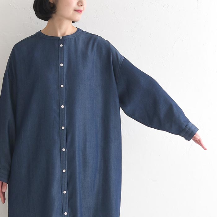20％OFF セール！ 返品交換不可 前開きワンピース ロング 長袖 レディース デニム 綿 25AW0822, q1128, q2, | earth_eco_loco | 15