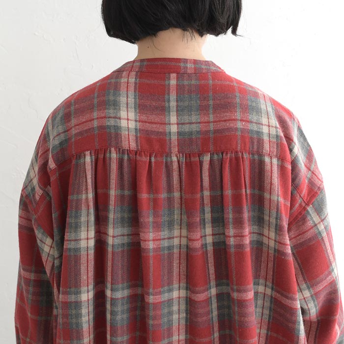 ワンピース 長袖 レディース スキッパー チェック コットン起毛 綿100％ 25AW0904, | earth_eco_loco | 18