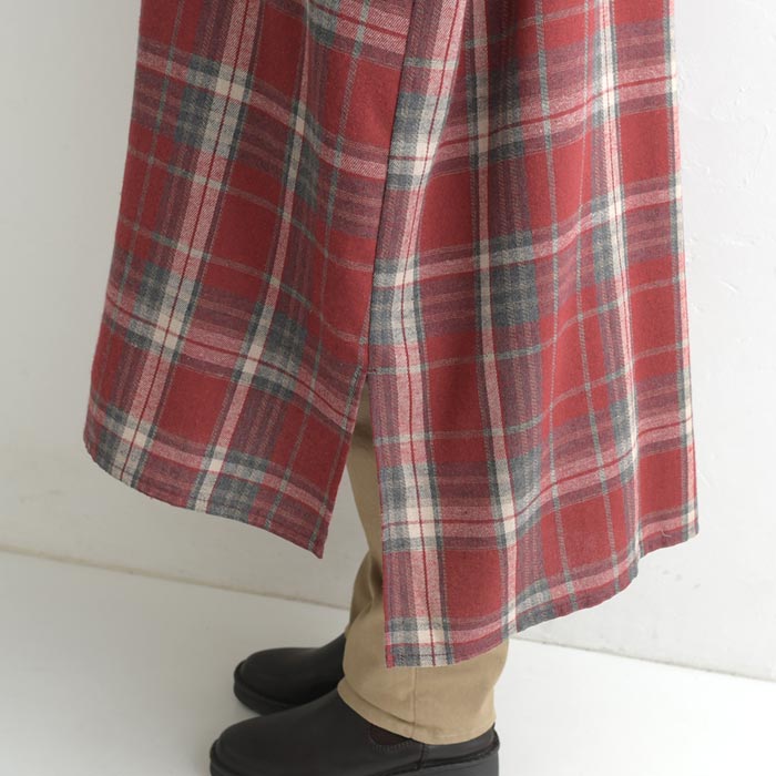 ワンピース 長袖 レディース スキッパー チェック コットン起毛 綿100％ 25AW0904, | earth_eco_loco | 22