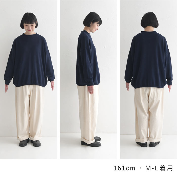 プルオーバー ニットセーター 長袖 レディース ロールネック ゆったり ワイド 綿ニット 綿100％ 26SS0204R, | earth_eco_loco | 26
