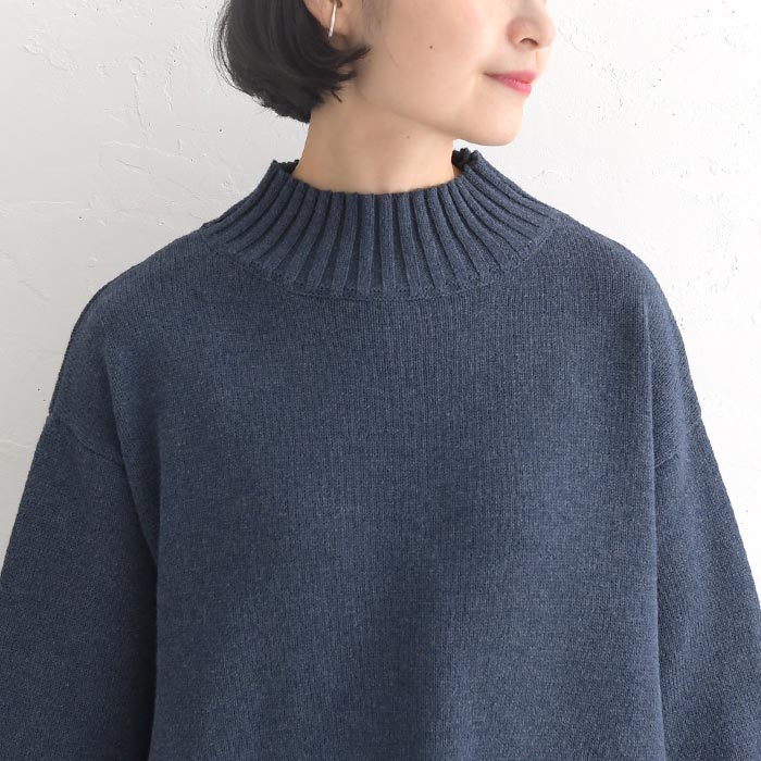 ニットプルオーバー 長袖 レディース コットンニット ざっくり ハイネック 綿 25AW1003, | earth_eco_loco | 18