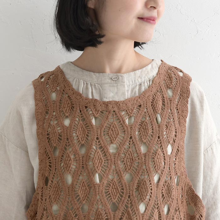 新作早割P5倍 プルベスト レディース ベスト ジレ コットン クロシェ 綿100％ 春 夏 秋 30代 40代 50代 26SS0219, | earth_eco_loco | 18