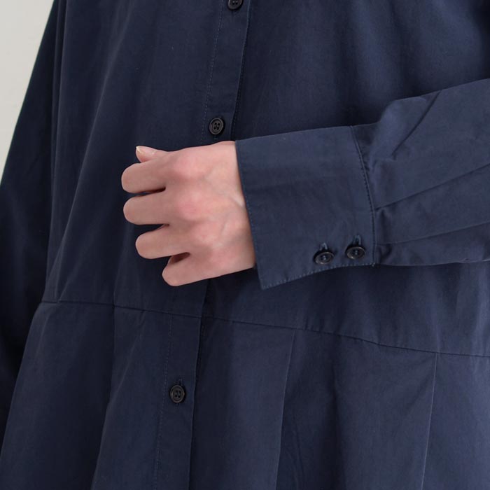 新作早割P5倍 裾プリーツチュニック レディース 長袖 綿タイプライター ロング 綿100％春 夏 秋 30代 40代 50代 26SS0219, | earth_eco_loco | 20