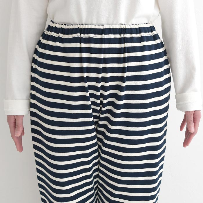 新作早割P5倍 ボーダーパンツ コットン100％ earth_eco_loco 春 夏 30代 40代 50代 26SS0306, | earth_eco_loco | 16