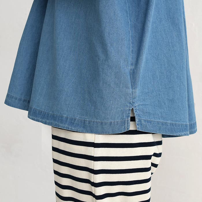 デニムブラウス ネックリブ 後ろタック半袖プルオーバー 夏 春 30代 40代 50代 26SS0424, | earth_eco_loco | 21