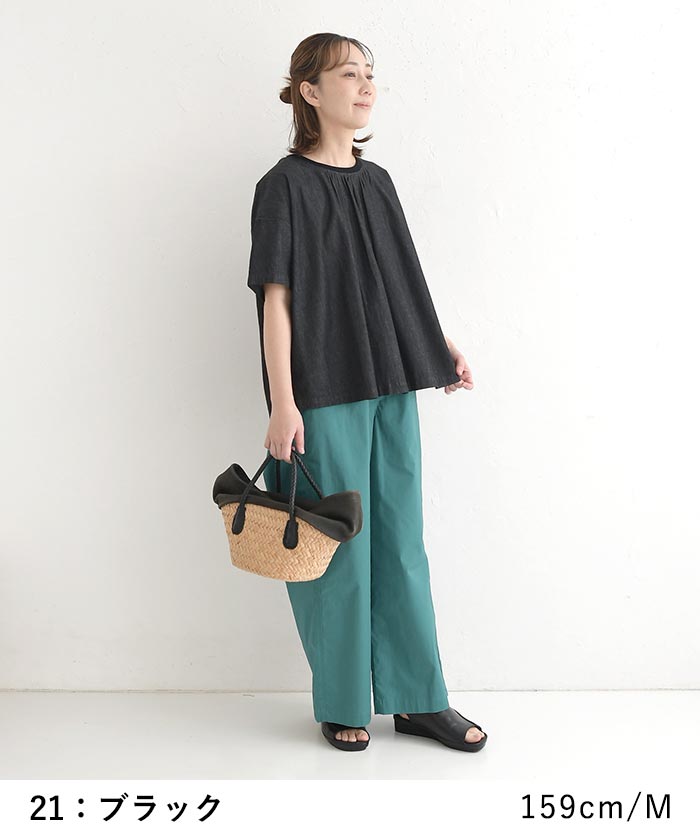 デニムブラウス ネックリブ 後ろタック半袖プルオーバー 夏 春 30代 40代 50代 26SS0424, | earth_eco_loco | 11