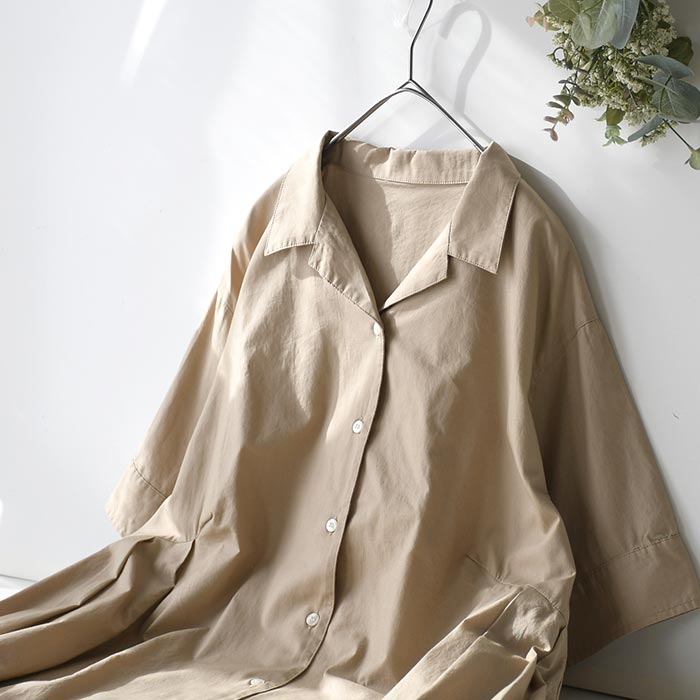 ワンピース オープンカラー 綿コーマポプリン 綿100% earth_eco_loco 春 夏 30代 40代 50代 26SS0522, | earth_eco_loco | 16