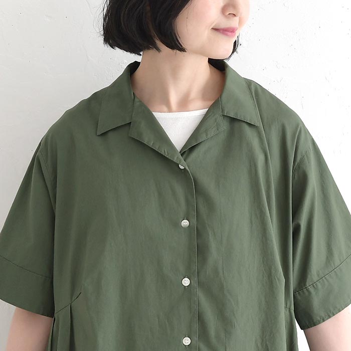 ワンピース オープンカラー 綿コーマポプリン 綿100% earth_eco_loco 春 夏 30代 40代 50代 26SS0522, | earth_eco_loco | 17