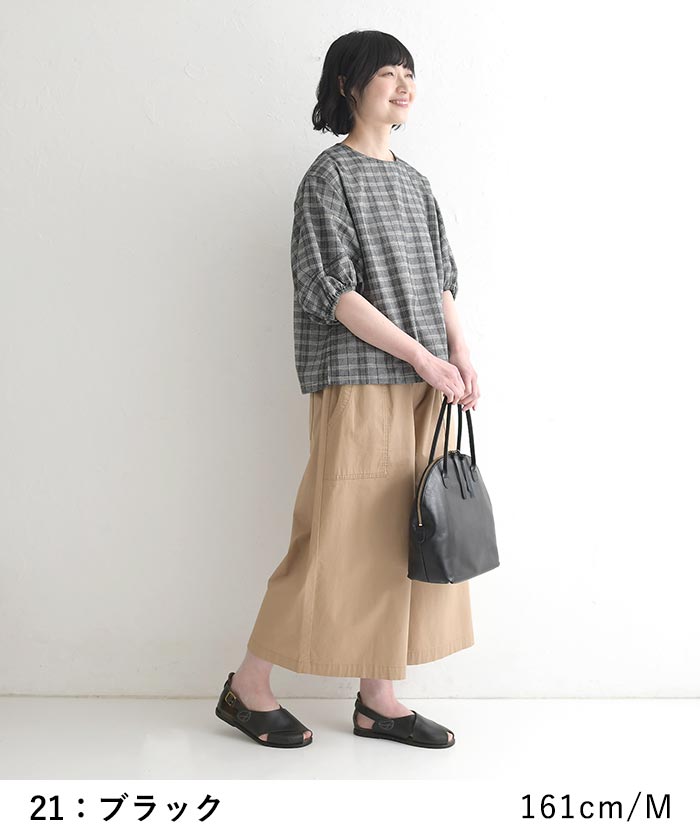 ブラウス ぽわん袖 ドビー チェック柄 綿100% earth_eco_loco 春 夏 30代 40代 50代 26SS0522, 0724ptn | earth_eco_loco | 13