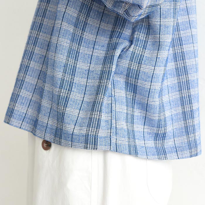 ブラウス ぽわん袖 ドビー チェック柄 綿100% earth_eco_loco 春 夏 30代 40代 50代 26SS0522, 0724ptn | earth_eco_loco | 21
