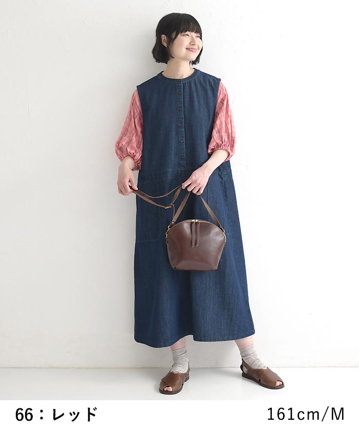 ブラウス ぽわん袖 ドビー チェック柄 綿100% earth_eco_loco 春 夏 30代 40代 50代 26SS0522, 0724ptn | earth_eco_loco | 05