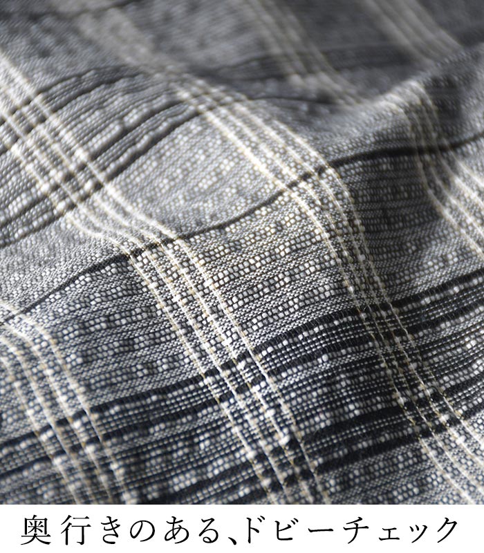 ブラウス ぽわん袖 ドビー チェック柄 綿100% earth_eco_loco 春 夏 30代 40代 50代 26SS0522, 0724ptn | earth_eco_loco | 08