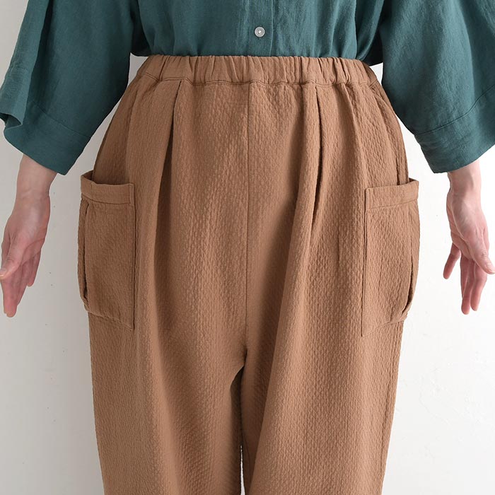 新作早割P5倍 パンツ 綿100％ ぽこぽこ接結ガーゼ 裾ダブルパンツ e+  春 夏 秋 30代 40代 50代 26SS0319, | earth_eco_loco | 17