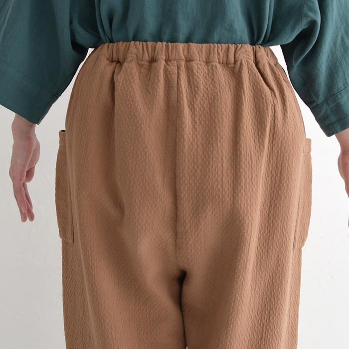 新作早割P5倍 パンツ 綿100％ ぽこぽこ接結ガーゼ 裾ダブルパンツ e+  春 夏 秋 30代 40代 50代 26SS0319, | earth_eco_loco | 18