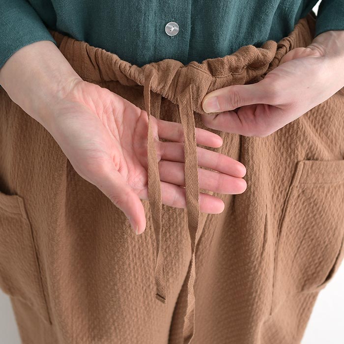新作早割P5倍 パンツ 綿100％ ぽこぽこ接結ガーゼ 裾ダブルパンツ e+  春 夏 秋 30代 40代 50代 26SS0319, | earth_eco_loco | 19