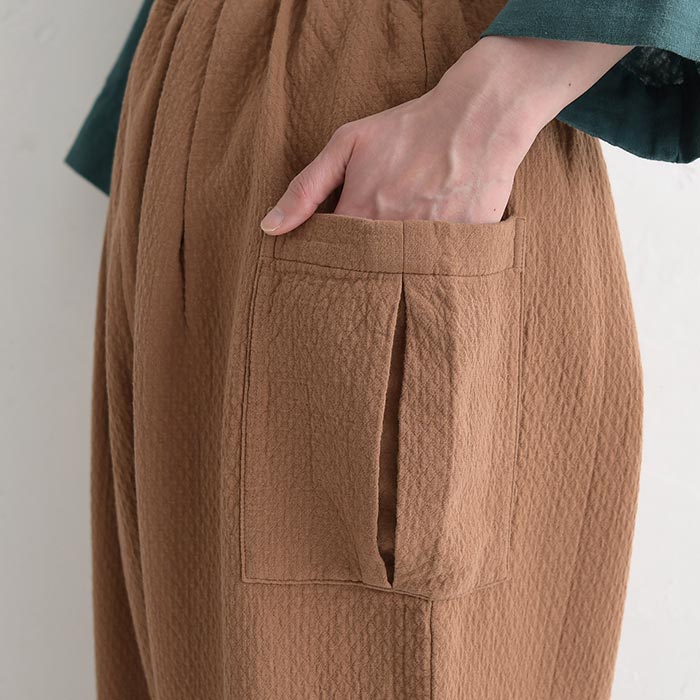 新作早割P5倍 パンツ 綿100％ ぽこぽこ接結ガーゼ 裾ダブルパンツ e+  春 夏 秋 30代 40代 50代 26SS0319, | earth_eco_loco | 20