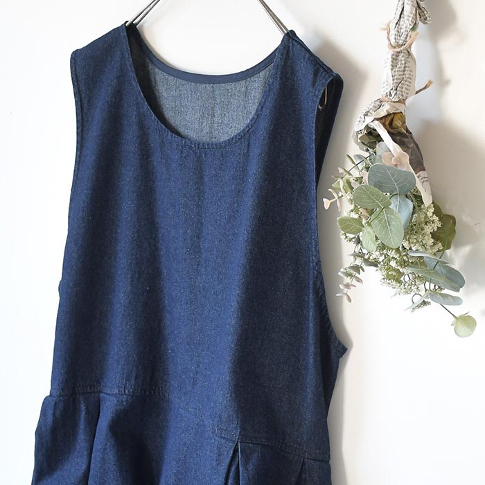 新作早割P5倍 エプロンワンピース 7ozデニム ジャンパースカート 綿100％ earth_eco_loco 春 夏 30代 40代 50代 26SS0306, | earth_eco_loco | 12