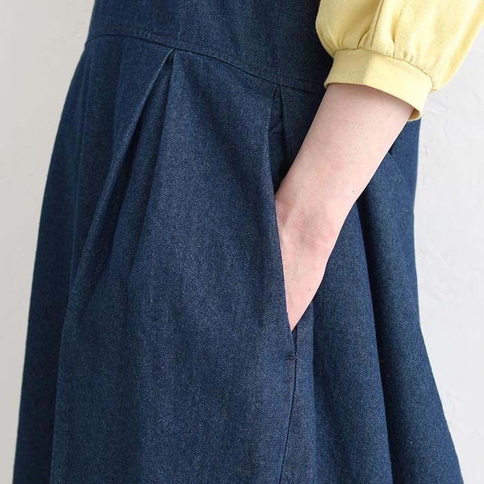 新作早割P5倍 エプロンワンピース 7ozデニム ジャンパースカート 綿100％ earth_eco_loco 春 夏 30代 40代 50代 26SS0306, | earth_eco_loco | 16