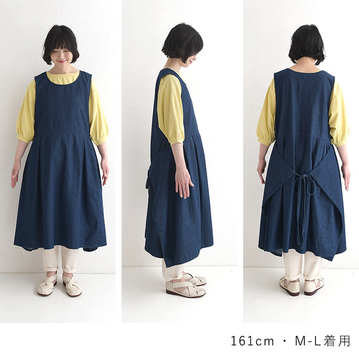 新作早割P5倍 エプロンワンピース 7ozデニム ジャンパースカート 綿100％ earth_eco_loco 春 夏 30代 40代 50代 26SS0306, | earth_eco_loco | 18