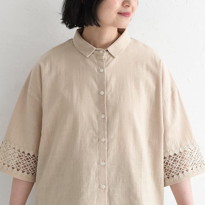 ブラウス フラワーレースで肘をカバー コットン earth_eco_loco 春 夏 30代 40代 50代 26SS0522, | earth_eco_loco | 16