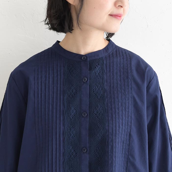 小鳥レースの ピンタックブラウス 綿100% earth_eco_loco 春 夏 30代 40代 50代 26SS0410, | earth_eco_loco | 17