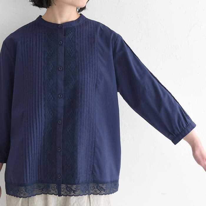 小鳥レースの ピンタックブラウス 綿100% earth_eco_loco 春 夏 30代 40代 50代 26SS0410, | earth_eco_loco | 19