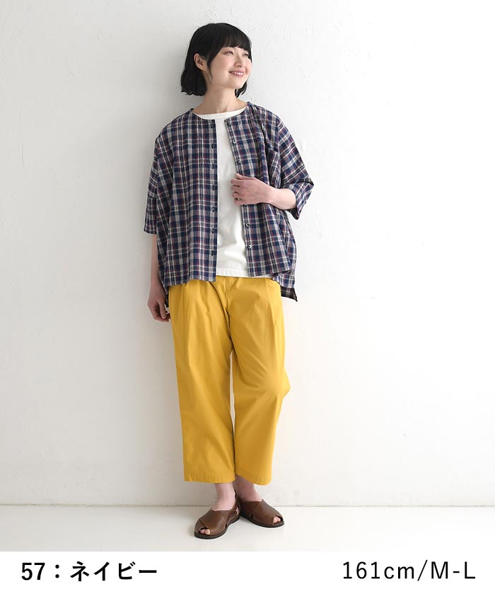 メール便送料無料ブラウス ワッシャーコットン チェック シャツ  夏 春 30代 40代 50代 26SS0424, | earth_eco_loco | 15