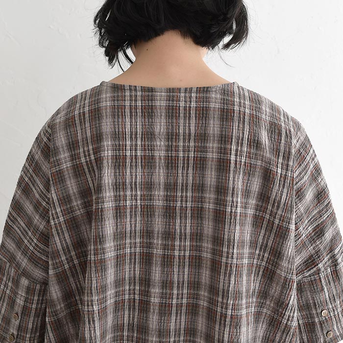 メール便送料無料ブラウス ワッシャーコットン チェック シャツ  夏 春 30代 40代 50代 26SS0424, | earth_eco_loco | 18