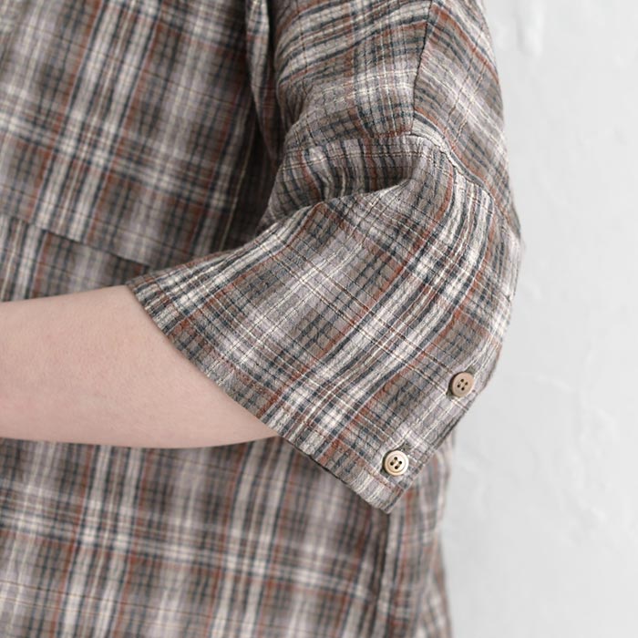 メール便送料無料ブラウス ワッシャーコットン チェック シャツ  夏 春 30代 40代 50代 26SS0424, | earth_eco_loco | 20
