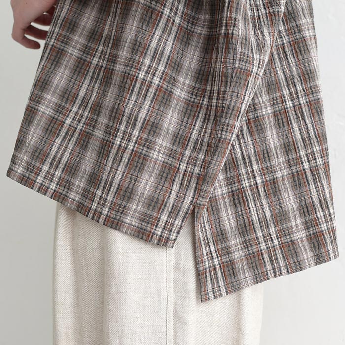 メール便送料無料ブラウス ワッシャーコットン チェック シャツ  夏 春 30代 40代 50代 26SS0424, | earth_eco_loco | 21