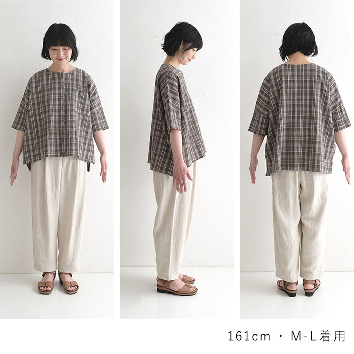 メール便送料無料ブラウス ワッシャーコットン チェック シャツ  夏 春 30代 40代 50代 26SS0424, | earth_eco_loco | 22