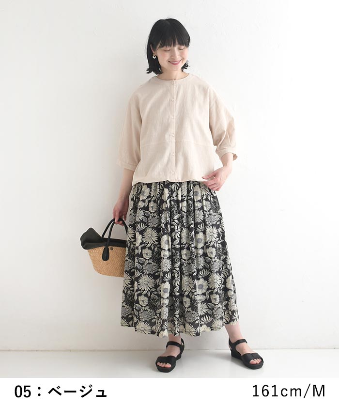 ブラウス コットンスラブ 裾絞り 綿100% earth_eco_loco 夏 春 30代 40代 50代 26SS0604, | earth_eco_loco | 12
