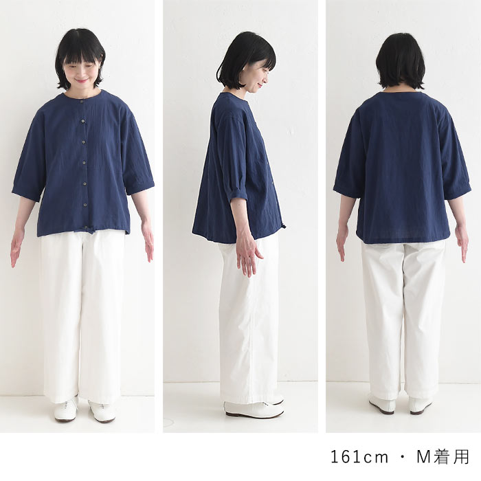 ブラウス コットンスラブ 裾絞り 綿100% earth_eco_loco 夏 春 30代 40代 50代 26SS0604, | earth_eco_loco | 20