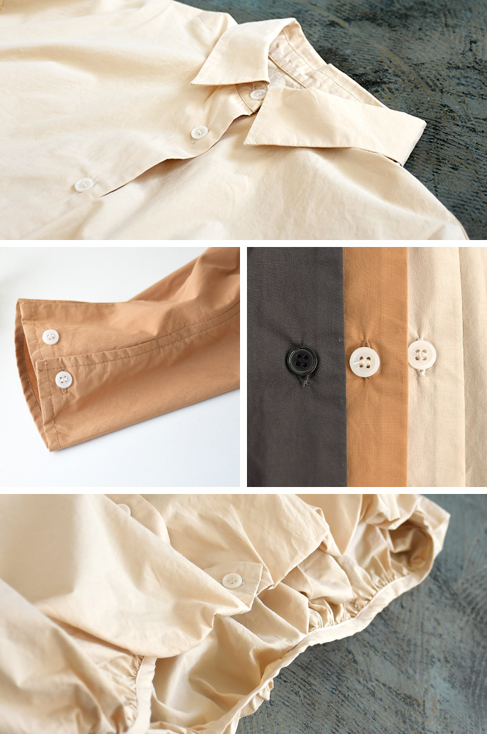 ブラウス 裾バルーン 高密度コットン 綿100％ earth_eco_loco  秋 30代 40代 50代 26AW0904, | earth_eco_loco | 20
