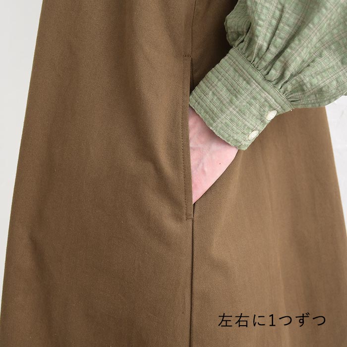 ジャンパースカート Vネック コットンツイル 綿100％ earth_eco_loco  ワンピース 秋 冬 30代 40代 50代 26AW0904, | earth_eco_loco | 14